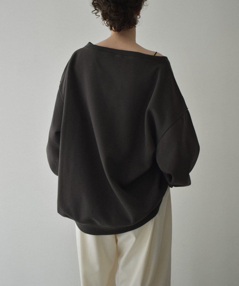 tops-02509 オフショルダー big プルオーバー ホワイト グレー
