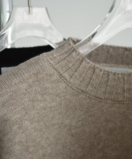 knit-02311　ウエスト リブデザイン クロップド ニット　エクリュ　モカベージュ　ブラック