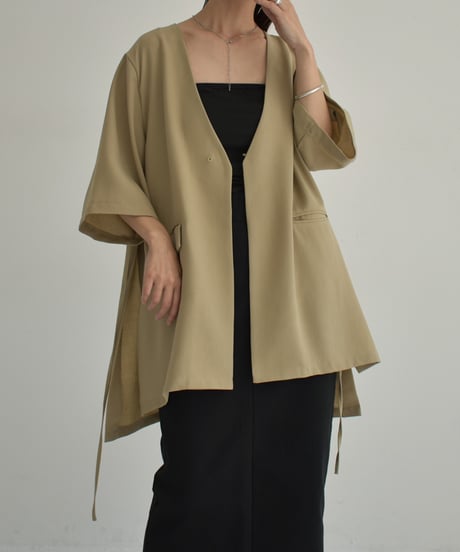 【STUDIO ENUL】jacket-14001　2way オーバーサイズ ジャケット　ベージュ　ブラック