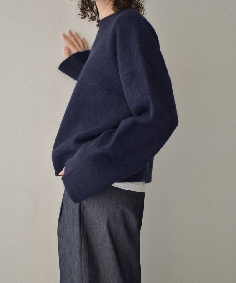 knit-02353 ワイドカフス スリーブ ニットプルオーバー エクリュ