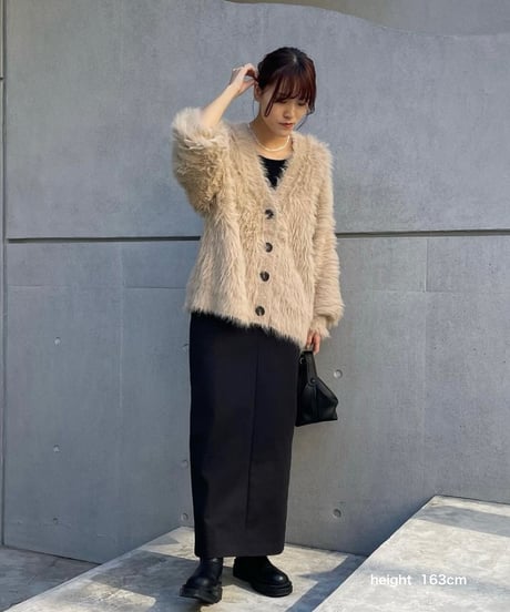 knit-07001 　シャギー ボリューム ニット カーディガン