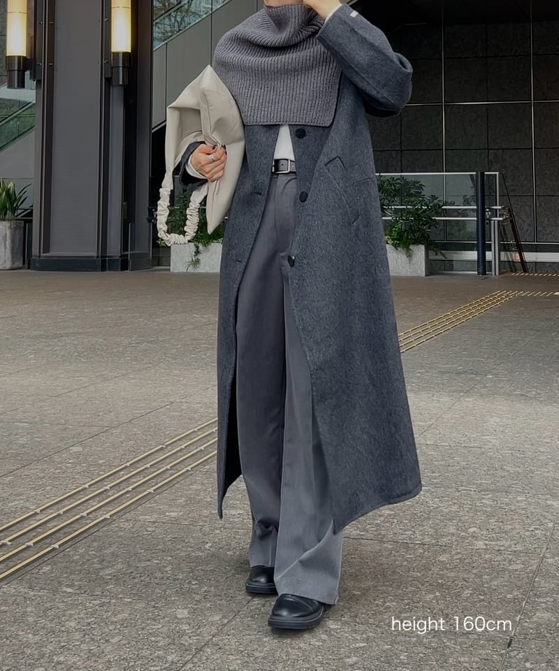 coat-02044 ノーカラー ウール コート リバー仕立て coat-02044 ノーカラー ウール コート リバー仕立て