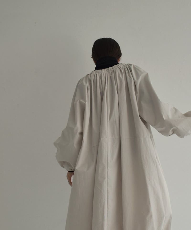 onepiece-12011 ジップギャザー バルーン ワンピース グレージュ | L a