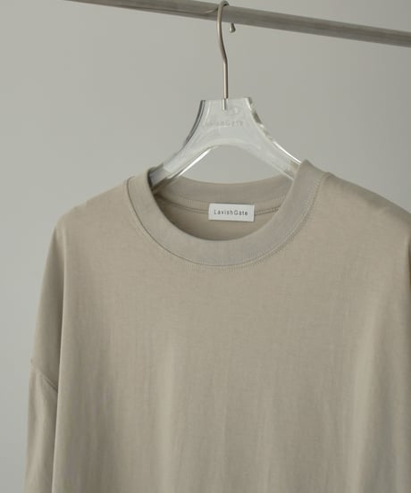 nh-tops-02565　オーバーサイズ ロングスリーブTシャツ　ホワイト　ベージュ　チャコール　ブラック