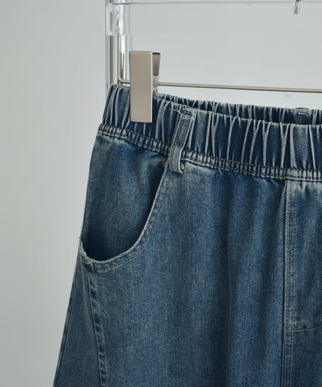 bottoms-02322　リラックス バレルレッグ デニム　ウォッシュブルー