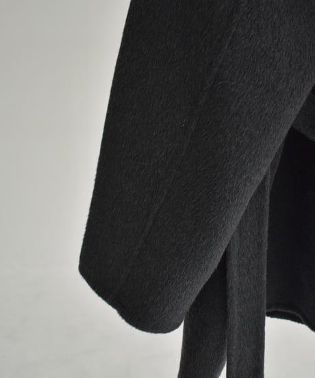 coat-02059　スタンドカラー ウール コート リバー仕立て　グレー　ダークグレー