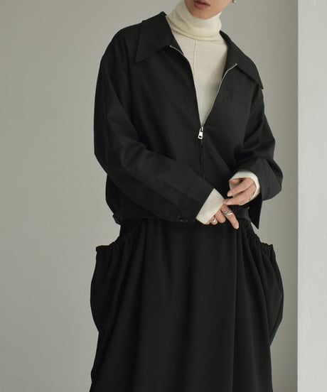 outer-02064　 ジップ ショート ジャケット　グレー　ブラック