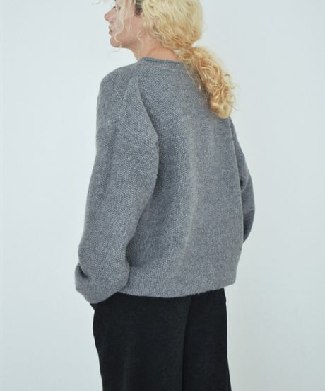 knit-02400　フロントポケット ジップ ニット カーディガン　アイボリー　グレー　ネイビー