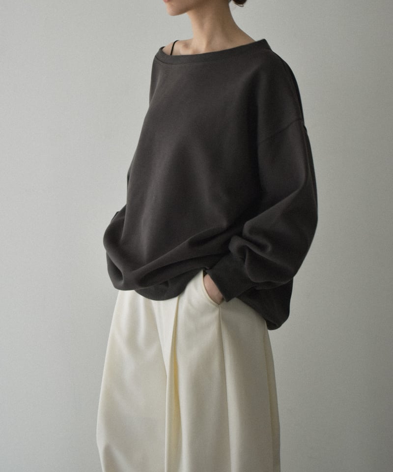 tops-02509 オフショルダー big プルオーバー ホワイト グレー