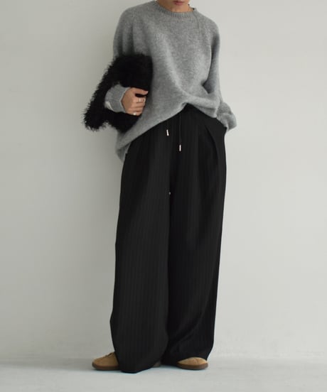 knit-02288　クルーネック ニット プルオーバー　エクリュ　グレー　ダークグレー