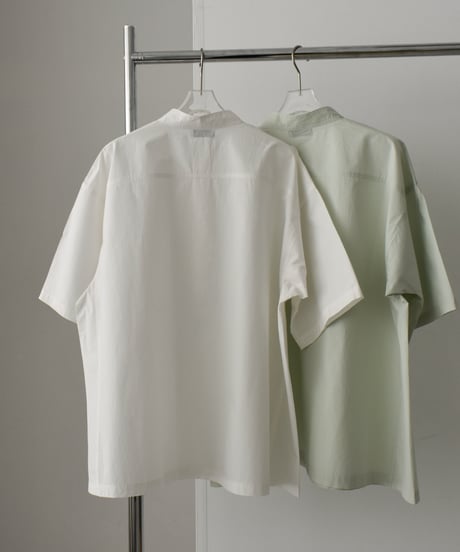 tops-02404　オーバーサイズ プルオーバーシャツ　ホワイト　ミント