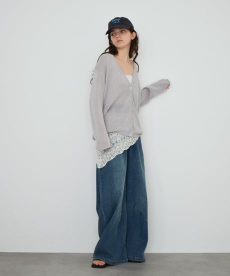 bottoms-02322　リラックス バレルレッグ デニム　ウォッシュブルー