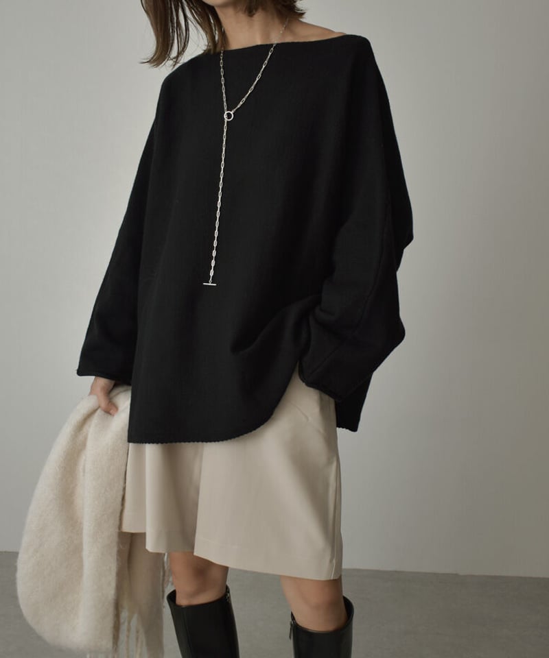 knit-02197 オーバーサイズ ボートネックニット アイボリー knit-02197 オーバーサイズ ボートネックニット アイボリー
