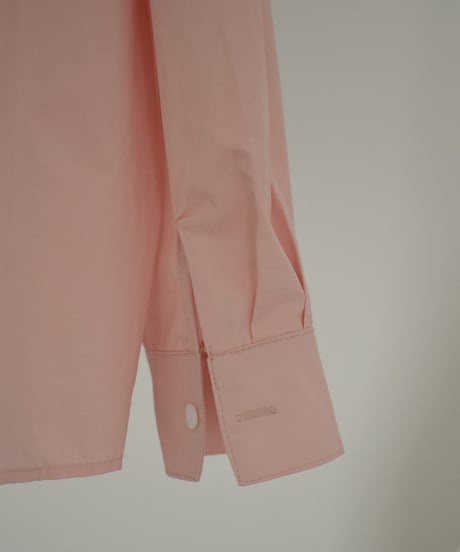 tops-02583　オーバーサイズ レギュラーシャツ　ホワイト　ピンク