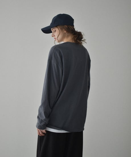 nh-tops-02565　オーバーサイズ ロングスリーブTシャツ　ホワイト　ベージュ　チャコール　ブラック