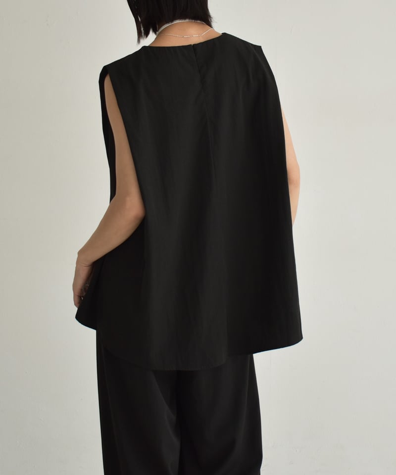 ブラックノースリーブトップス　NITTO tops-12013 ショルダータック ノースリーブ トップス 《セットアップ