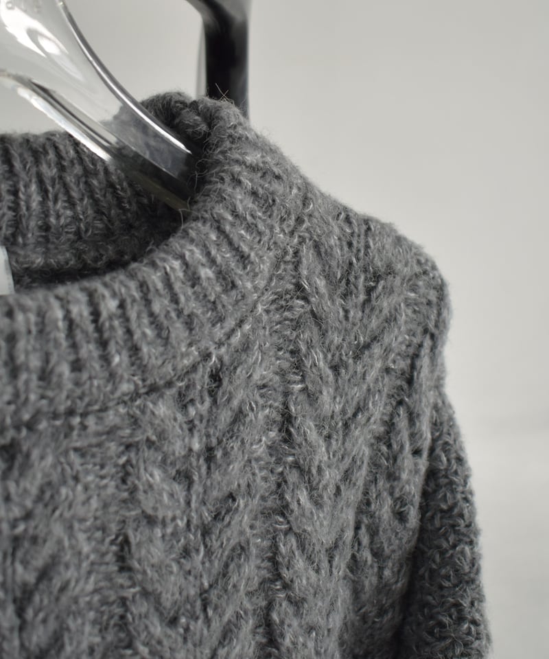 knit-02362 ミックスケーブルニットプルオーバー グレー | L a v i s h