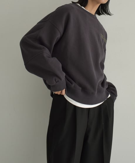 tops-02514　裏ボア rogo スウェット プルオーバー　エクリュ　グレー　チャコール