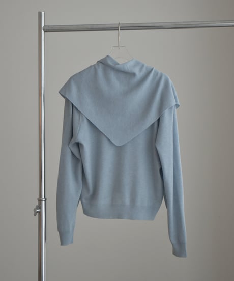 knit-02373　スカーフセット Vネック ニット カーディガン　ベージュ　ブルー　グレー　ブラック