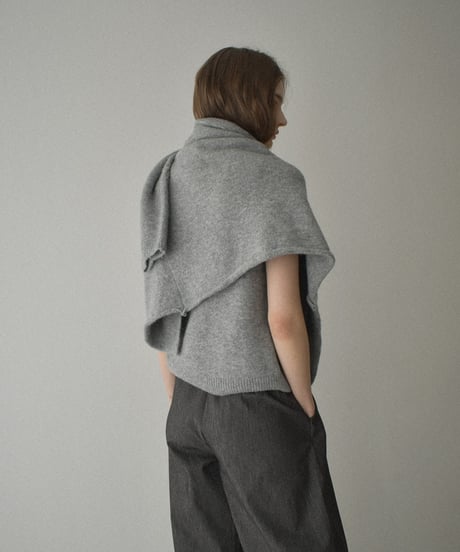 knit-02339　ミディカーディガン ニットベストセット　エクリュ　ライトグレー　ダークグレー　ブラウン