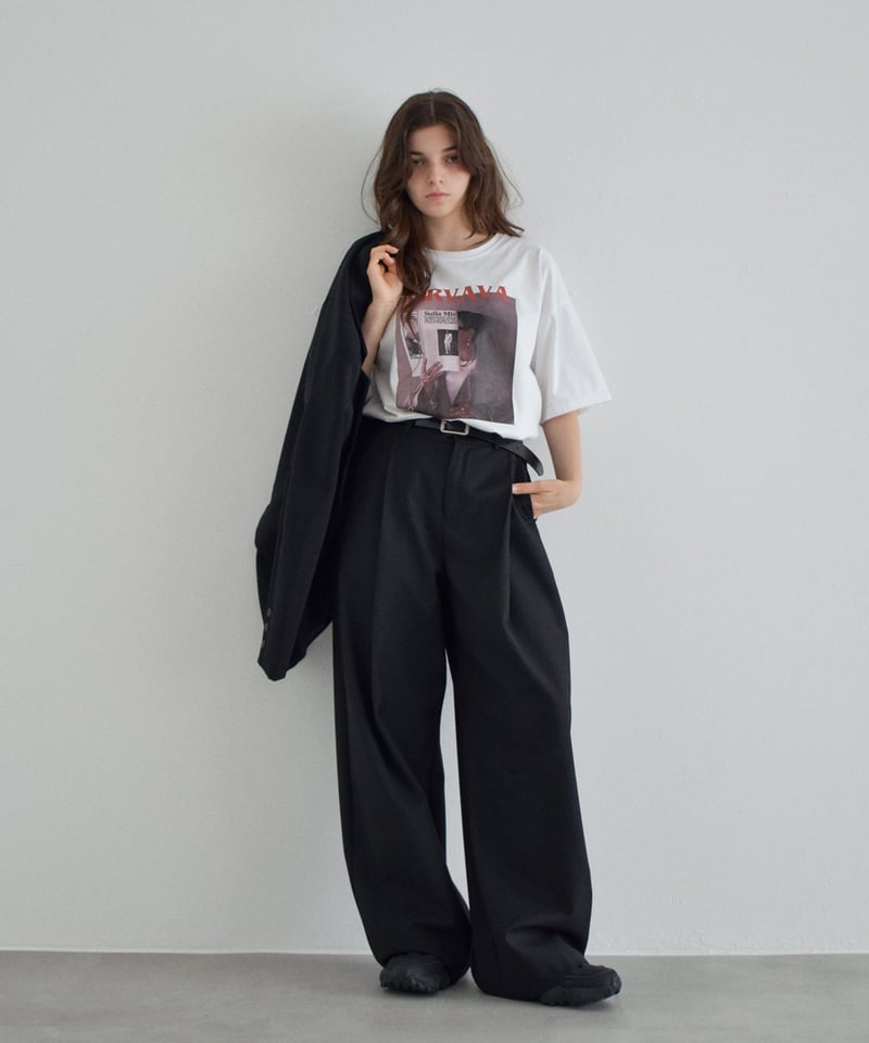 nh-tops-02532 フォトグラフィック Tee ホワイト ブラック | L a v i