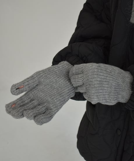 mb-gloves-02013　フィンガースリット ニット グローブ　ベージュ　グレー　マスタード　ブラック