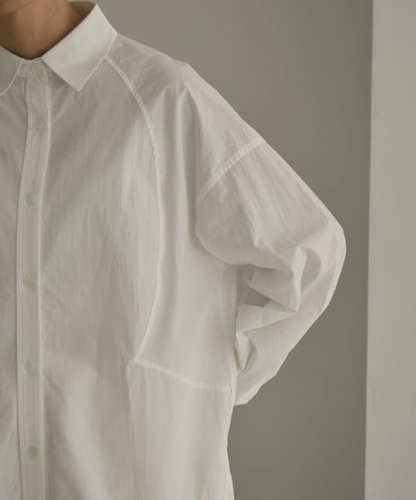 tops-02379　コットンラグランドレスシャツ　ホワイト　ブラック