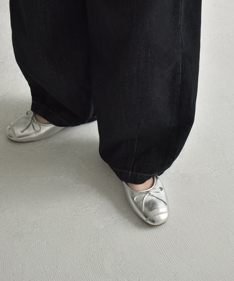 shoes-02172　フラットパンプス　シルバー　ブラック