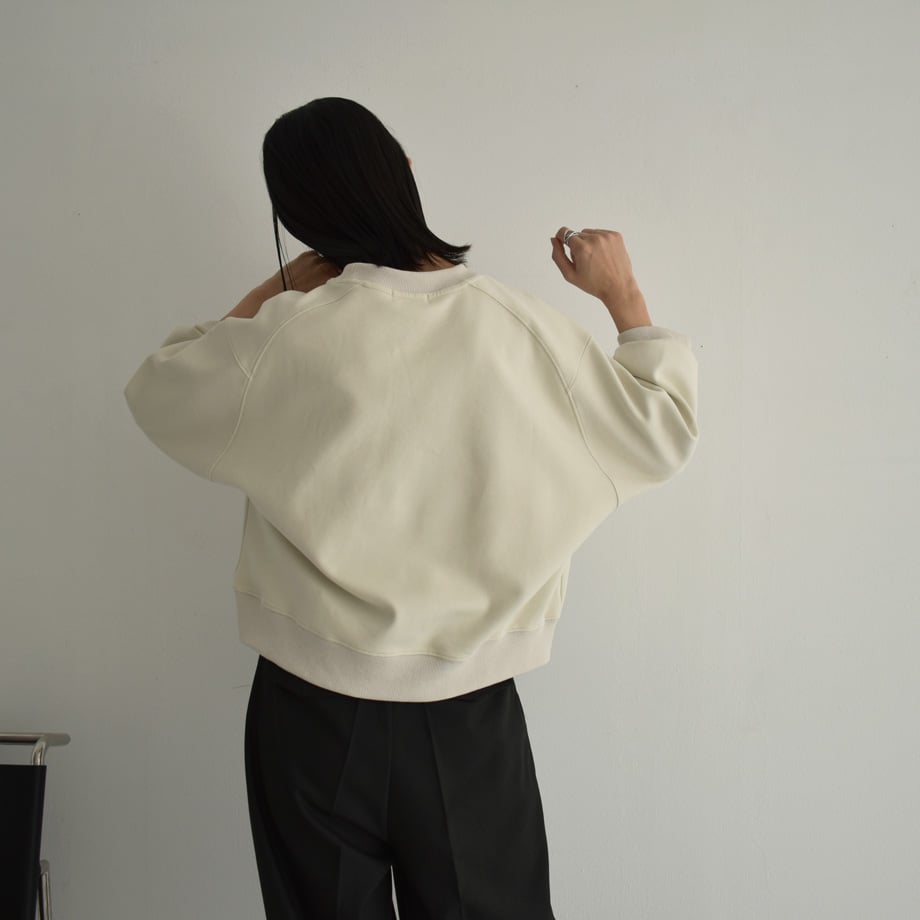 tops-02452 7分袖 スウェットプルオーバー エクリュ ネイビー