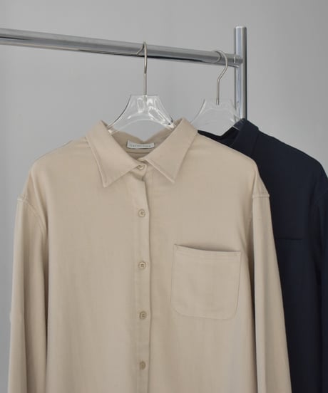 tops-02575　フランネル オーバーシャツ　ベージュ　ネイビー