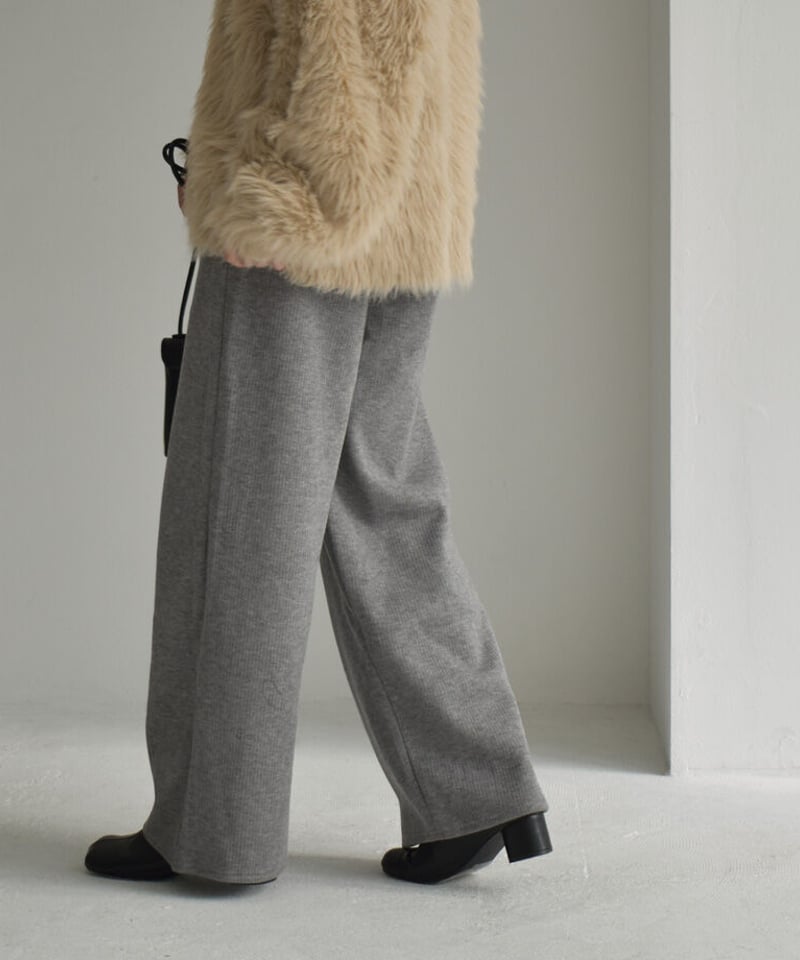 bottoms-02189 裏起毛リラックスニットパンツ エクリュ ベージュ  