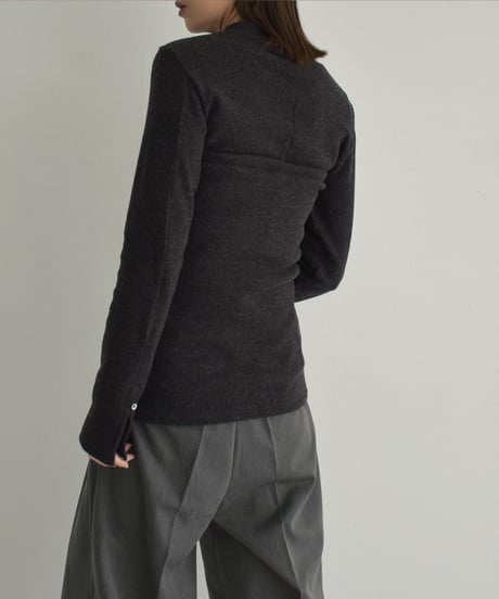 tops-04141　日本製　リブ ボタン ビスチェ　グレージュ　チャコール　ブラック