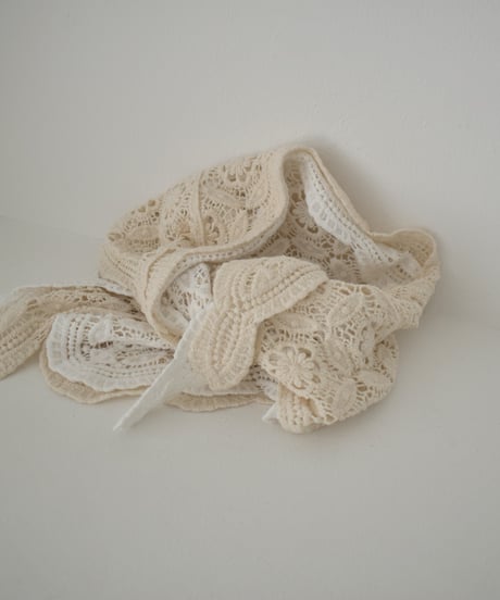 nh-scarf-02003　クロシェ バブーシュカ　オフホワイト　ベージュ