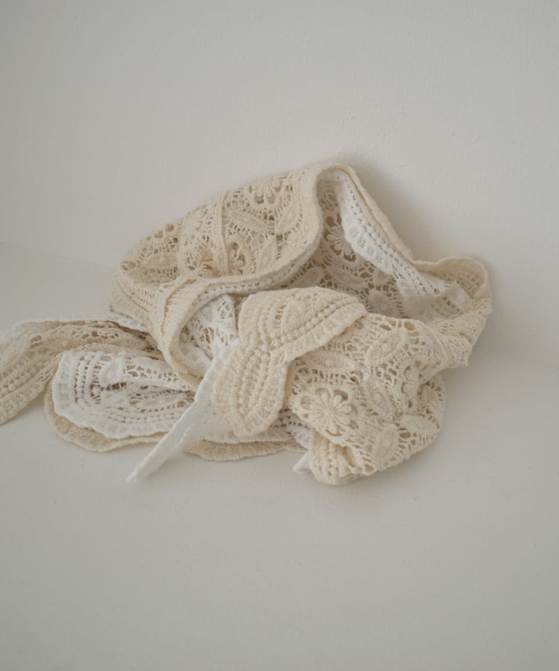 nh-scarf-02003 クロシェ バブーシュカ オフホワイト ベージュ | L a v