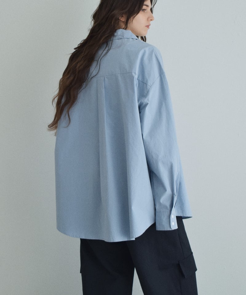 tops-02461 オーバーサイズ シャツ ホワイト ブルー | L a v i s h G