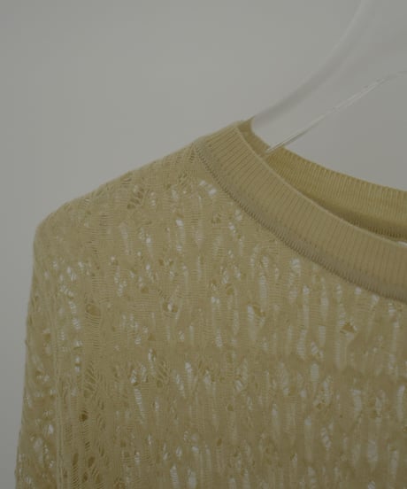 nh-knit-02374　レース ニット トップス　オフホワイト　チャコール