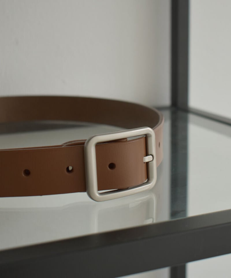 belt-02038 本革 スクエアバックル レザーベルト ブラウン | L a v i s