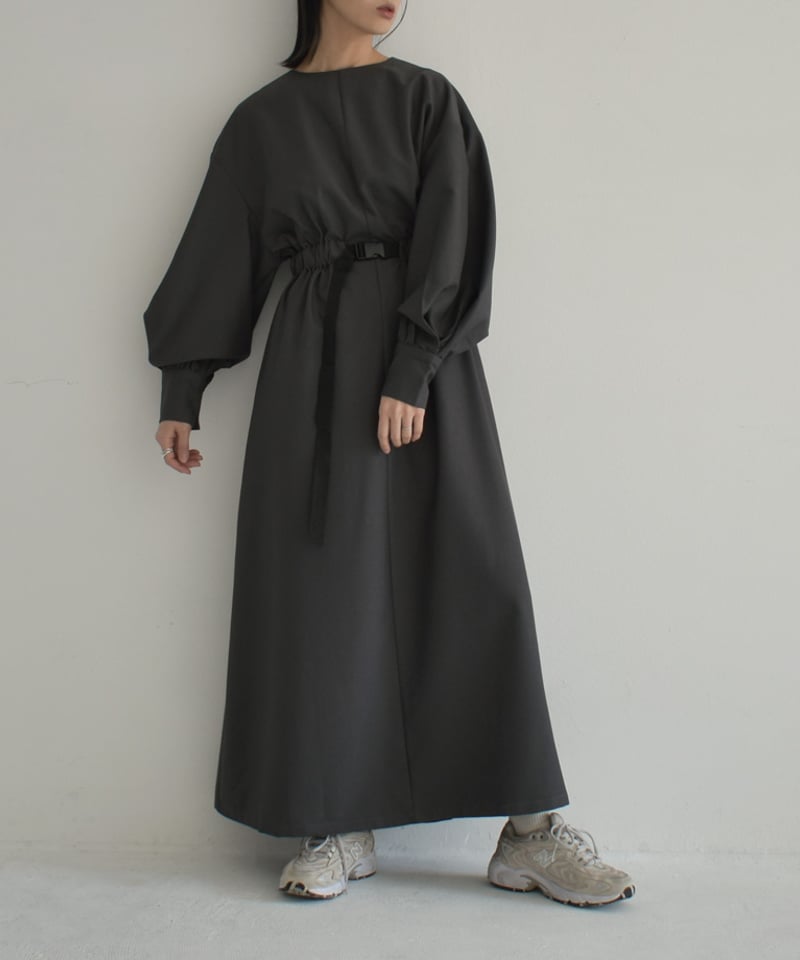 onepiece-12013 ウエストベルト ワンピース グレー ブラック | L a v i