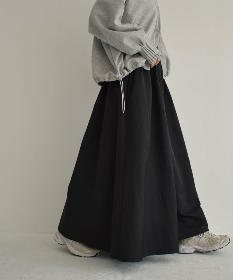 bottoms-02226 ナイロン ギャザー ボリューム スカート グレージュ