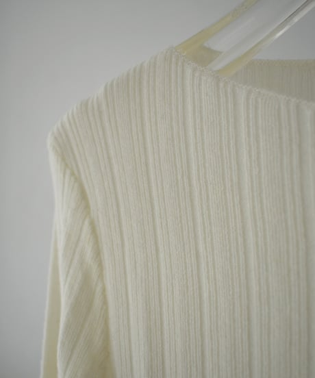 knit-02301　ボートネック ランダム リブ ニット　オフホワイト　チャコール