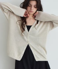 グレーのみ 6月中旬入荷分　予約販売　knit-02378　リネン混　メッシュ ニット カーディガン　エクリュ　ピンク　ブルー　グレー　ネイビー
