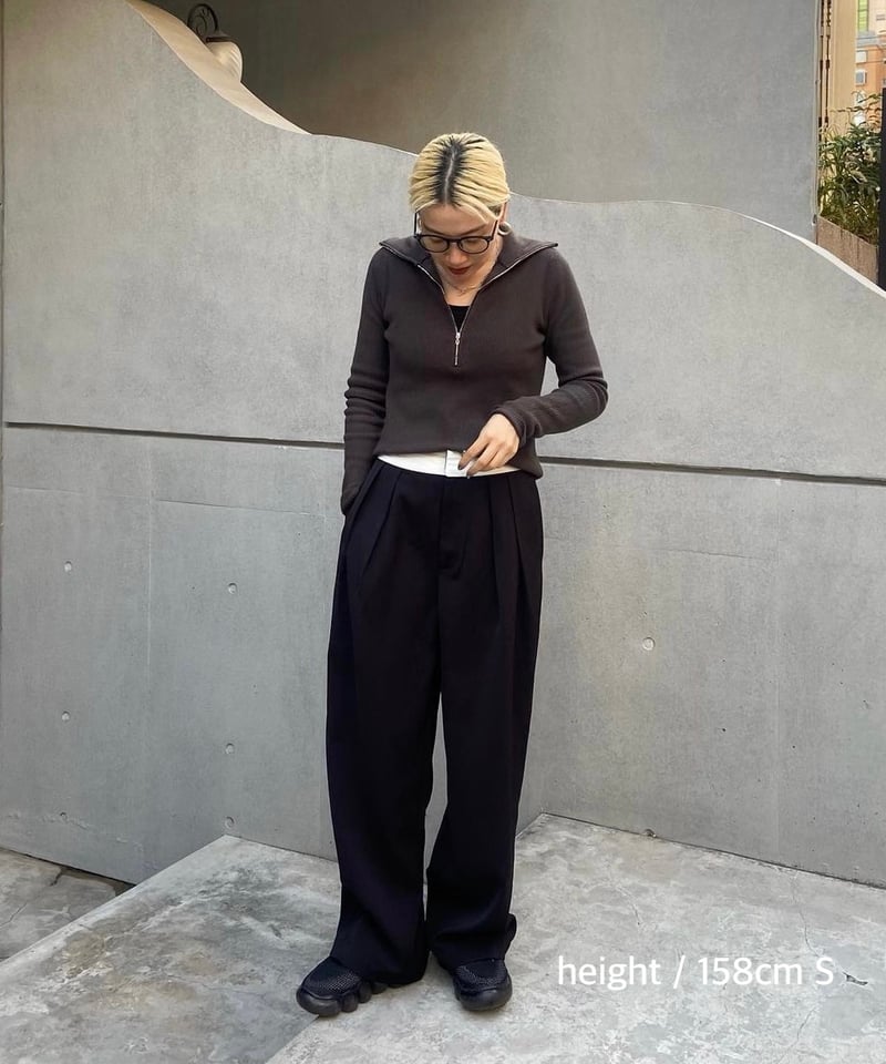 bottoms-02216 マーベルトデザイン ローウエスト タックパンツ