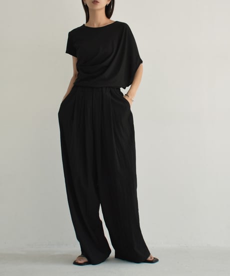nh-tops-02494　アシンメトリー デザイン TEE　ホワイト　ブラック