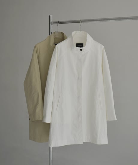 coat-02057　スタンドカラーミディコート　オフホワイト　ベージュ