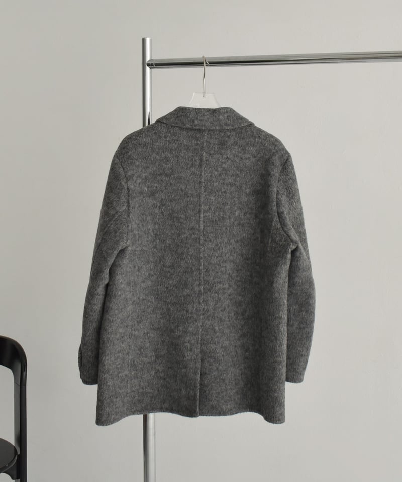 coat-02060 ウールジャケット コート リバー仕立て グレー | L a v i s