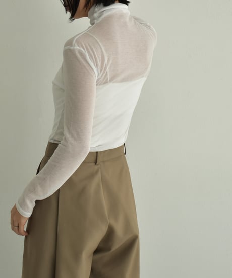 tops-02524　シアータートルネックトップス　ホワイト　ベージュ　グレー　ブラック