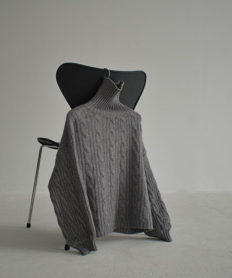 22AW 組曲 【洗える】ハイネックケーブルニット M グレー パール 楽天市場】大人ぽわん「 ケーブル 袖 」 ニット 【即納