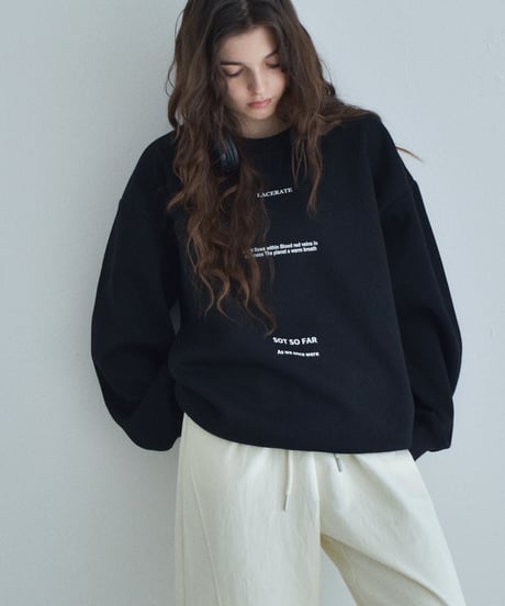 【UNISEX】 tops-02590　"SOT SO FAR"  ロゴ プルオーバー　グレー　ブラック