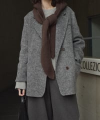coat-02060　ウールジャケット コート リバー仕立て　グレー