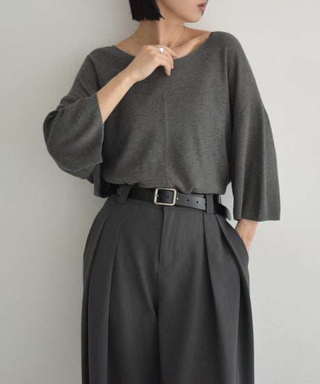 knit-02326　リネン混ハーフスリーブ メッシュニット　オフホワイト　エクリュ　グレー　ブラック